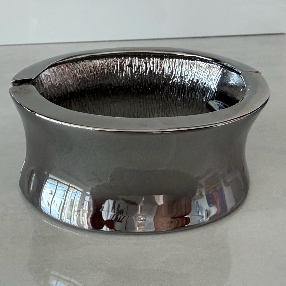 Bold Polished Gunmetal Tone, Wide Cuff Statement Bracelet - Picture 6 of 8